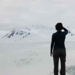 Alayne observes, absorbs all the white that is the Harding Icefield, AK